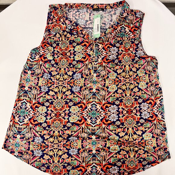 NWT Papermoon Women's 2X Split Neck Sleeveless Henley Knit‎ Top Blouse - Picture 1 of 9